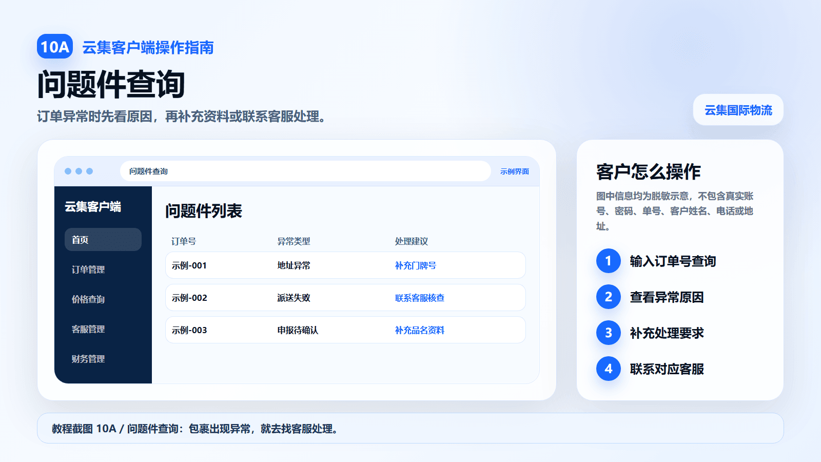 云集客户端使用教程截图:问题件查询